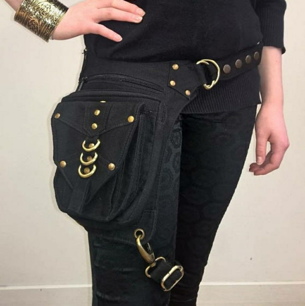 Utility belt with leg strap-Black